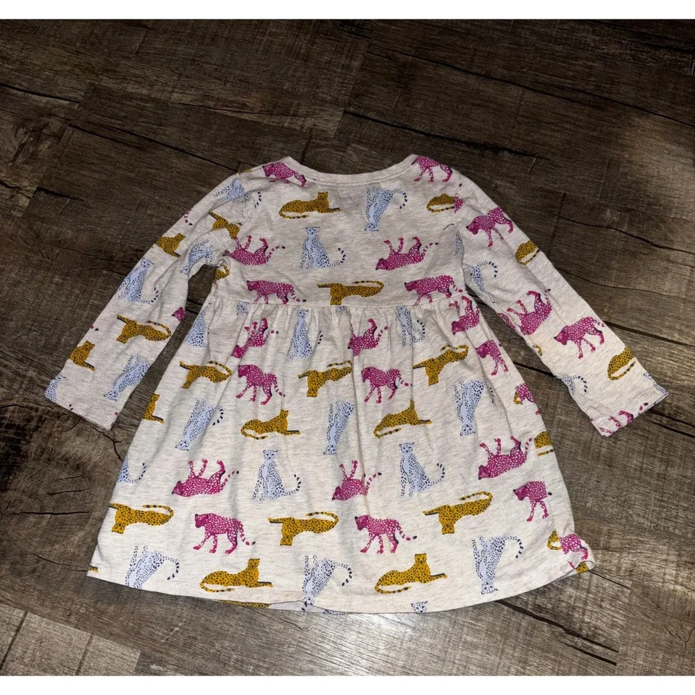 Old Navy Toddler Girls 2T Cheetah Print Long Sleeve Empire‎ Waist Jersey Dress
